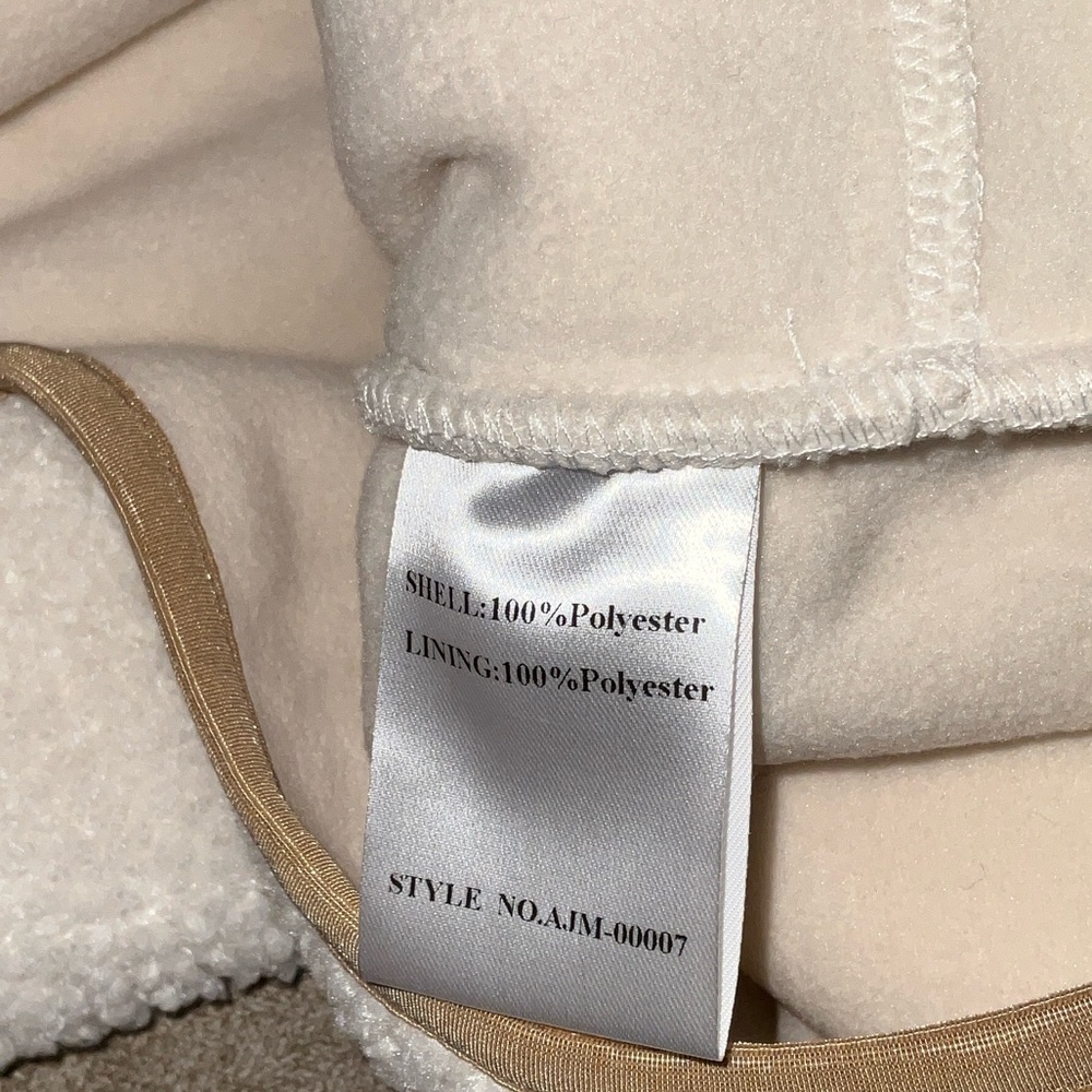 Cream Teddy Pullover Jacket with Tan Trim - Women's Cozy Outerwear - Picture 8 of 8